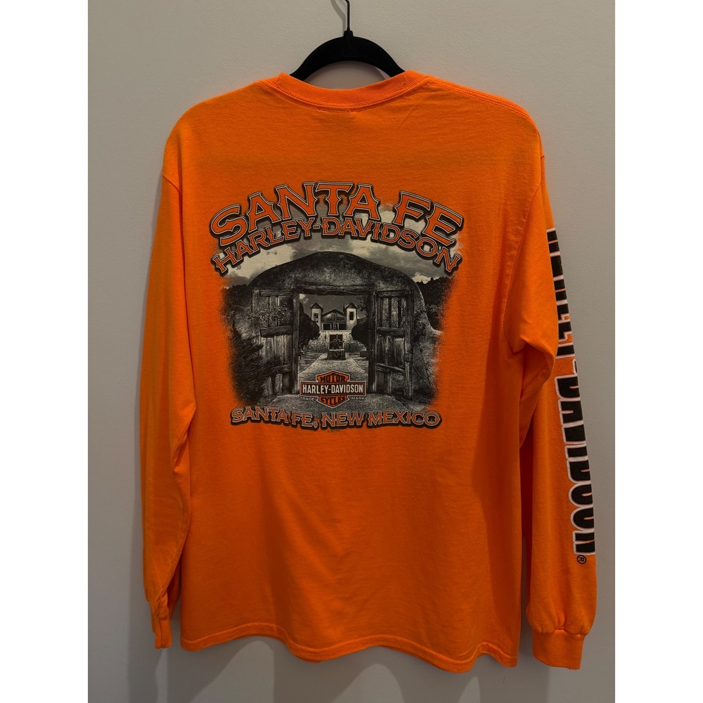 Harley-Davidson Men's Large Orange Long Sleeve T-Shirt Santa Fe New Mexico